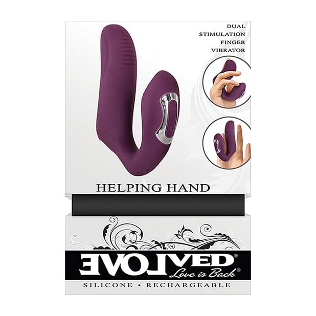 Evolved - Helping Hand Dual Stimulation Finger Vibrator (Purple) -  Clit Massager (Vibration) Rechargeable  Durio.sg