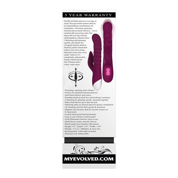 Evolved - Lovely Lucy Thrusting Spinning Rabbit Vibrator (Purple) -  Rabbit Dildo (Vibration) Rechargeable  Durio.sg