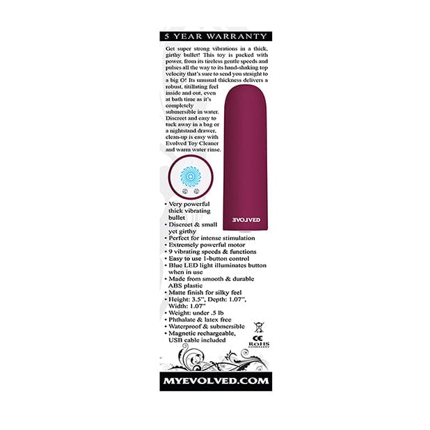 Evolved - Mighty Thick Rechargeable Bullet Vibrator (Burgundy) -  Bullet (Vibration) Rechargeable  Durio.sg