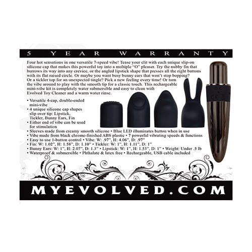 Evolved - Tiny Treasures 5 Piece Silicone Kit Rechargeable Bullet Vibrator (Black) -  Bullet (Vibration) Rechargeable  Durio.sg