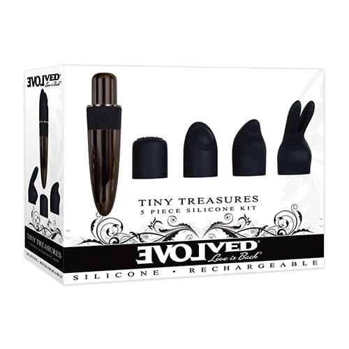 Evolved - Tiny Treasures 5 Piece Silicone Kit Rechargeable Bullet Vibrator (Black) -  Bullet (Vibration) Rechargeable  Durio.sg
