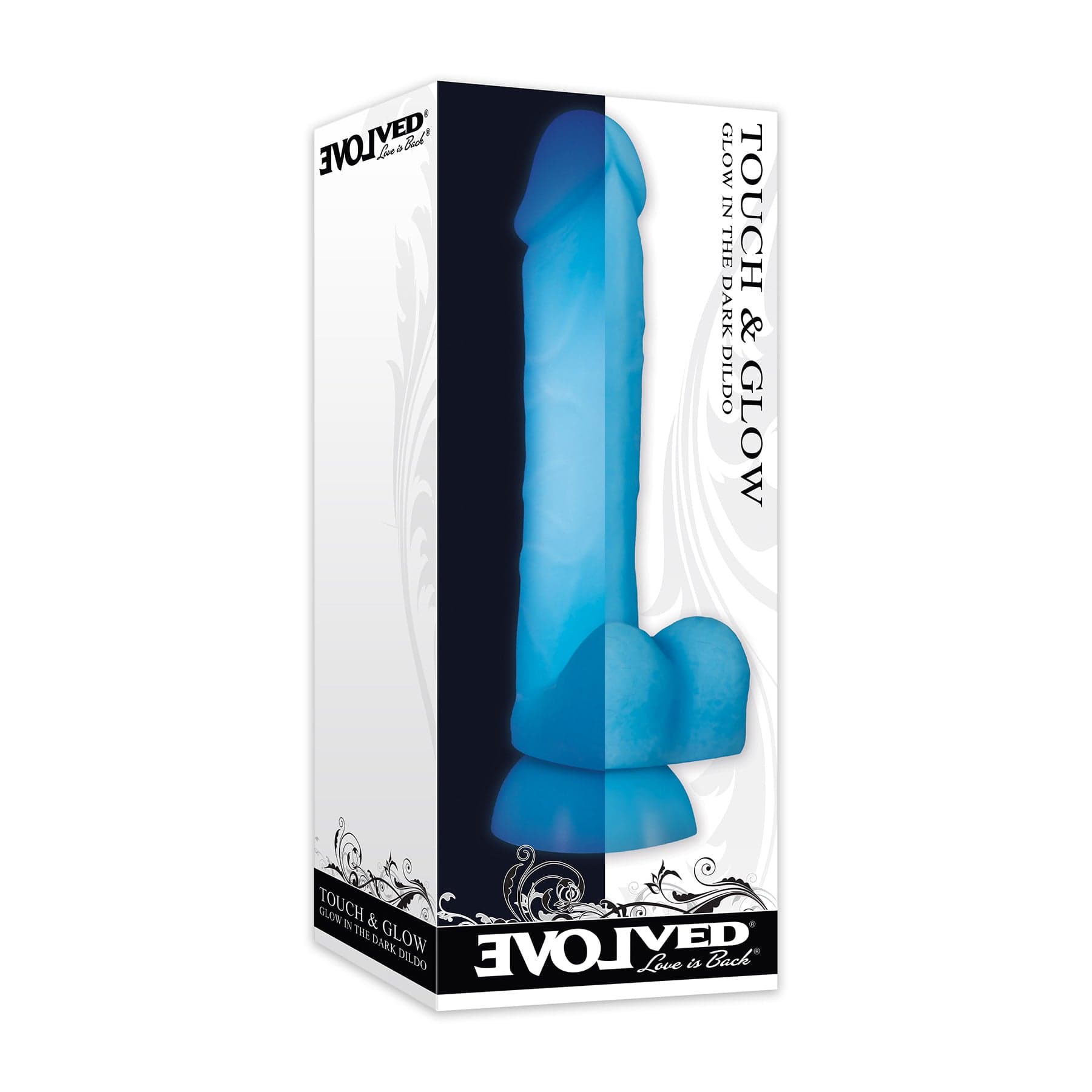 Evolved - Touch and Glow Glow in The Dark Silicone Dildo 8" (Blue) -  Realistic Dildo with suction cup (Non Vibration)  Durio.sg