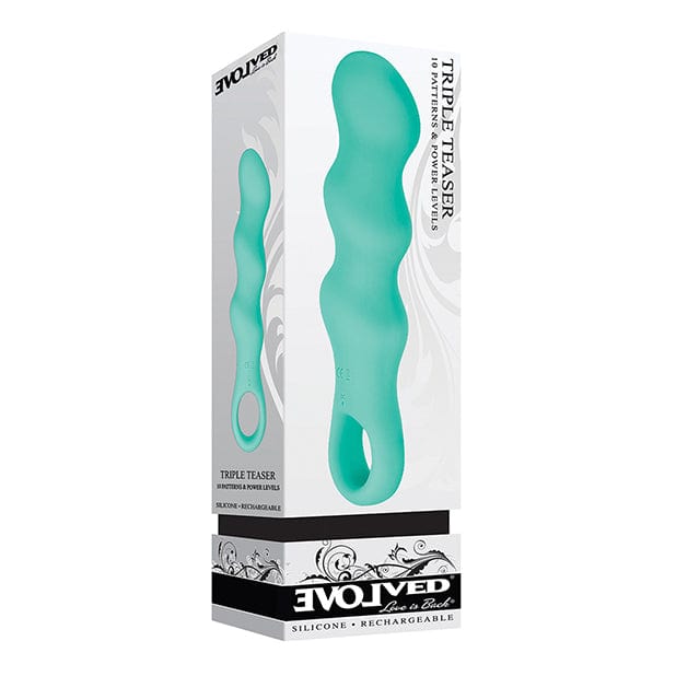 Evolved - Triple Teaser Silicone Rechargeable Vibrator (Teal) -  Anal Beads (Vibration) Rechargeable  Durio.sg