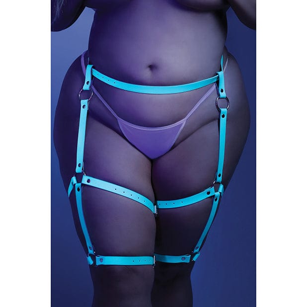 Fantasy Lingerie - Glow Buckle Up Glow in the Dark Leg Harness O/S (Light Blue) -  BDSM (Others)  Durio.sg