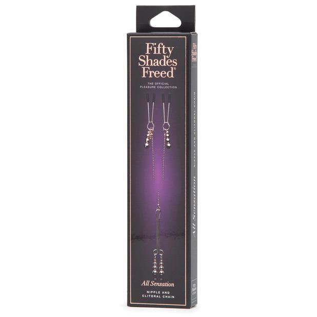 Fifty Shades Freed - All Sensation Nipple & Clitoral Chain (Gold) -  Nipple Clamps (Non Vibration)  Durio.sg