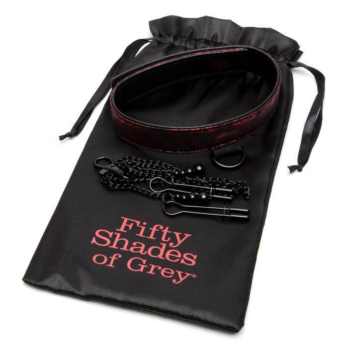Fifty Shades of Grey - Sweet Anticipation Collar Nipple Clamps BDSM (Red) -  Nipple Clamps (Non Vibration)  Durio.sg