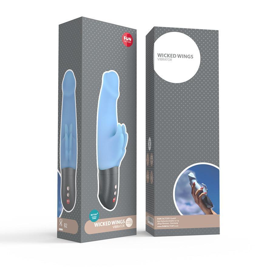 Fun Factory - Wicked Wings Rabbit Vibrator (Light Blue) -  Rabbit Dildo (Vibration) Rechargeable  Durio.sg