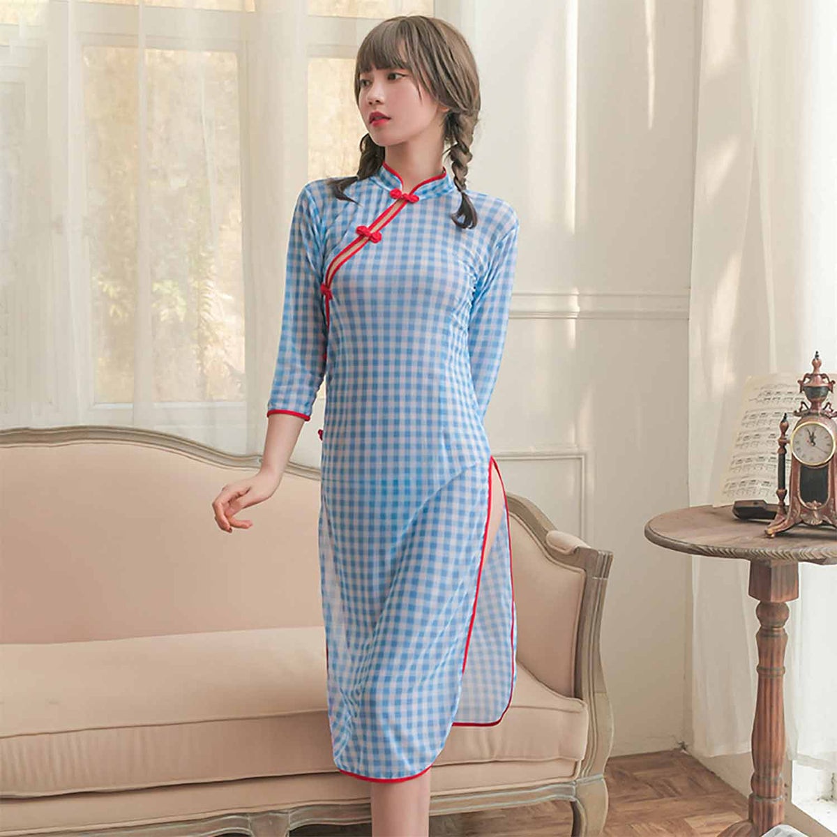 Garden - Cutie China Cheong Sam Dress Costume (Blue) -  Costumes  Durio.sg