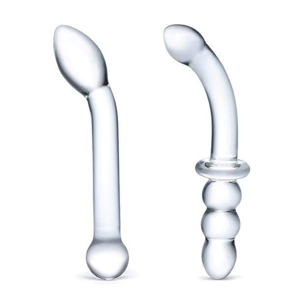 Glas - 2 pc G Spot Pleasure Glass Dildo Set (Clear) -  Glass Dildo (Non Vibration)  Durio.sg