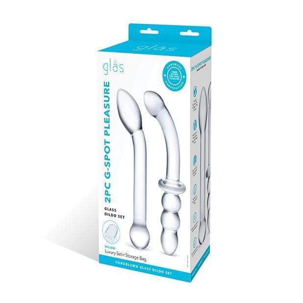 Glas - 2 pc G Spot Pleasure Glass Dildo Set (Clear) -  Glass Dildo (Non Vibration)  Durio.sg