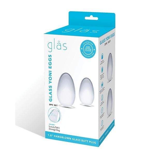 Glas - 2 pc Glass Yoni Eggs Kegel Set (Clear) -  Kegel Balls (Glass)  Durio.sg