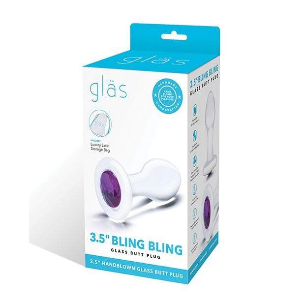 Glas - Bling Bling Glass Butt Plug 3.5" (Clear) -  Glass Anal Plug (Non Vibration)  Durio.sg
