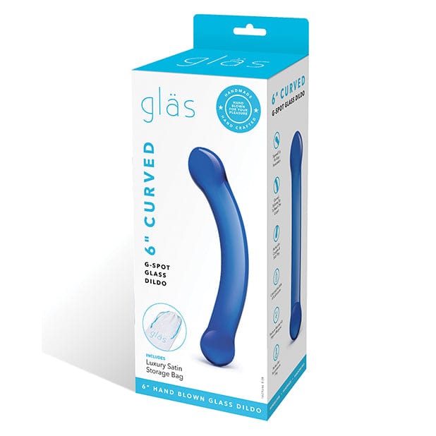 Glas - Curved G Spot Hand Blown Glass Dildo 6" (Blue) -  Glass Dildo (Non Vibration)  Durio.sg