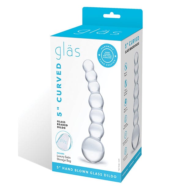 Glas - Curved Glass Beaded Hand Blown Glass Dildo 5" (Clear) -  Glass Dildo (Non Vibration)  Durio.sg