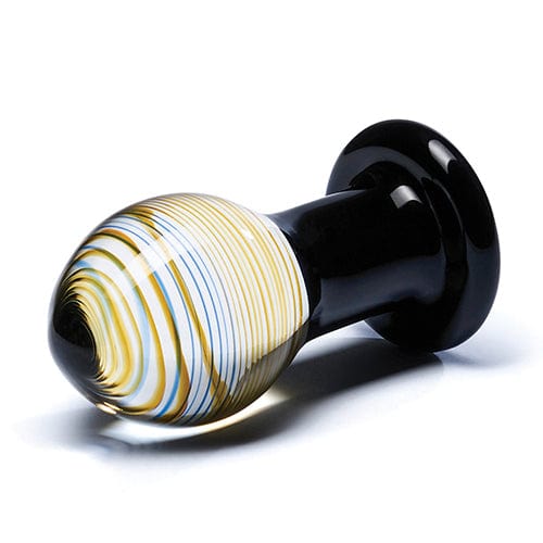Glas - Galileo Hand Blown Glass Butt Plug 3.5" (Black/Clear) -  Glass Anal Plug (Non Vibration)  Durio.sg