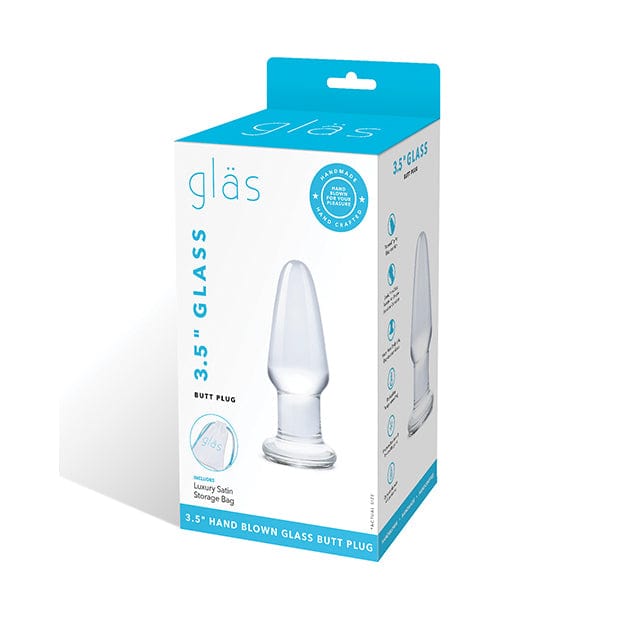 Glas - Glass Butt Plug Hand Blown Glass Dildo 3.5" (Clear) -  Glass Anal Plug (Non Vibration)  Durio.sg