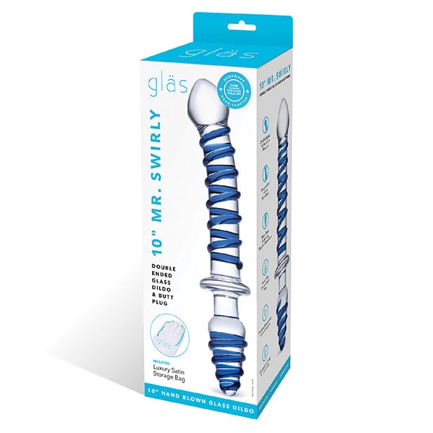 Glas - Mr Swirly Double Ended Glass Dildo and Butt Plug 10" (Clear) -  Glass Anal Plug (Non Vibration)  Durio.sg