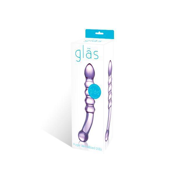 Glas - Purple Rain Ribbed Glass Dildo -  Glass Dildo (Non Vibration)  Durio.sg