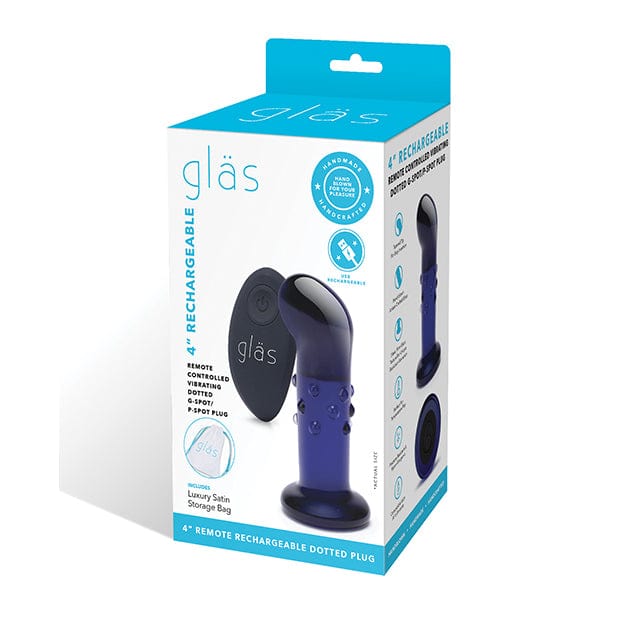 Glas - Remote Control Rechargeable Vibrating Glass Dotted G Spot P Spot Plug 4" (Blue) -  Glass Anal Plug (Vibration) Rechargeable  Durio.sg