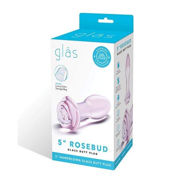 Glas - Rosebud Glass Butt Plug 5&quot; (Pink) -  Glass Anal Plug (Non Vibration)  Durio.sg