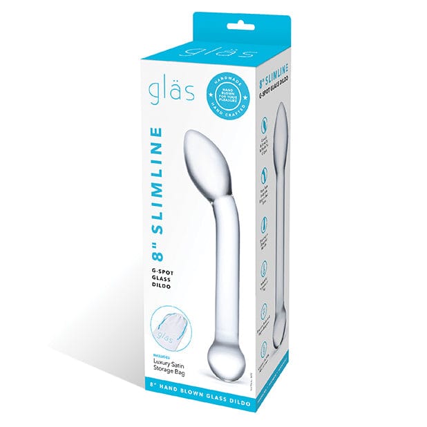 Glas - Slimline G Spot Hand Blown Glass Dildo 8" (Clear) -  Glass Dildo (Non Vibration)  Durio.sg