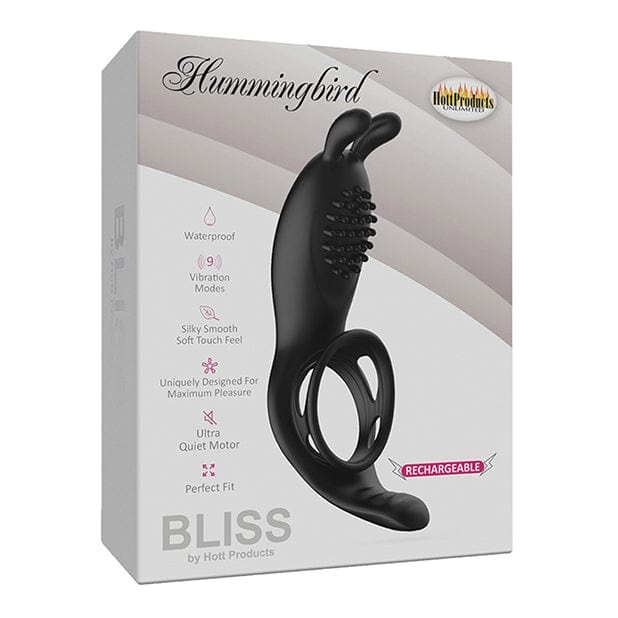 Hott Products - Bliss Hummingbird Vibrating Cock Ring (Black) -  Silicone Cock Ring (Vibration) Rechargeable  Durio.sg