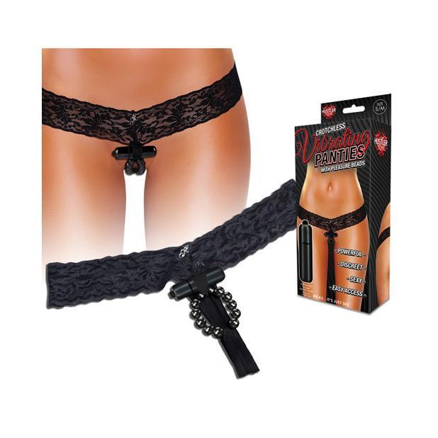 Hustler - Crotchless Vibrating Panties With Pleasure Beads S/M (Black) -  Lingerie (Vibration) Non Rechargeable  Durio.sg