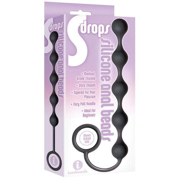 Icon Brands - S Drops Silicone Anal Beads (Black) -  Anal Beads (Non Vibration)  Durio.sg