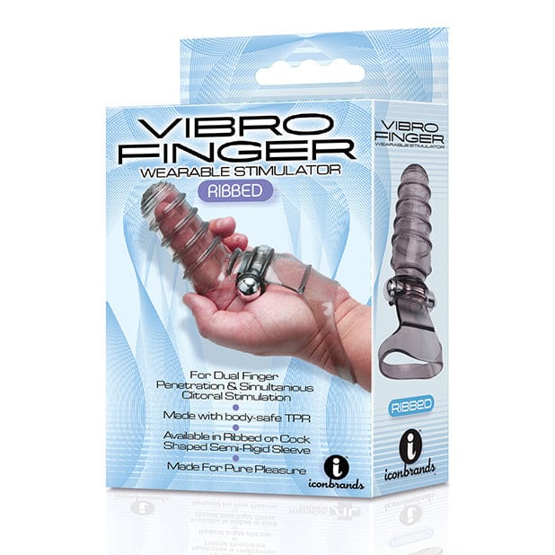 Icon Brands - The 9's Vibro Finger Ribbed Finger Massager Vibrator (Grey) -  Clit Massager (Vibration) Non Rechargeable  Durio.sg