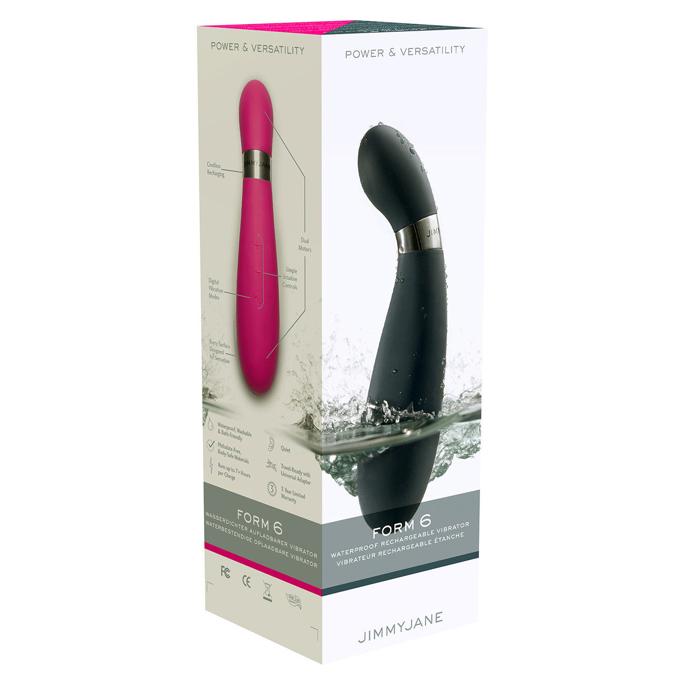 JimmyJane - Form 6 Waterproof Rechargeable Vibrator (Pink) -  G Spot Dildo (Vibration) Rechargeable  Durio.sg