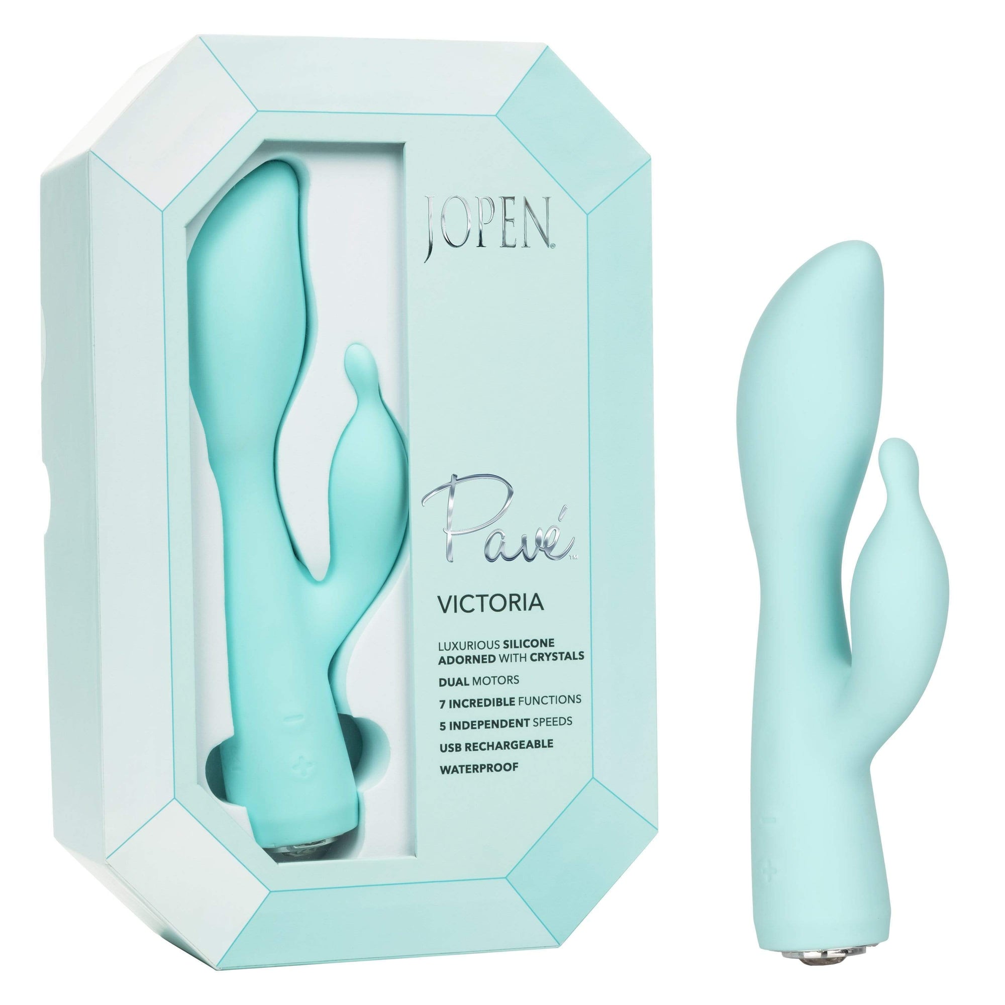 Jopen - Pave Silicone Rabbit Vibrator Victoria (Blue) -  Rabbit Dildo (Vibration) Rechargeable  Durio.sg