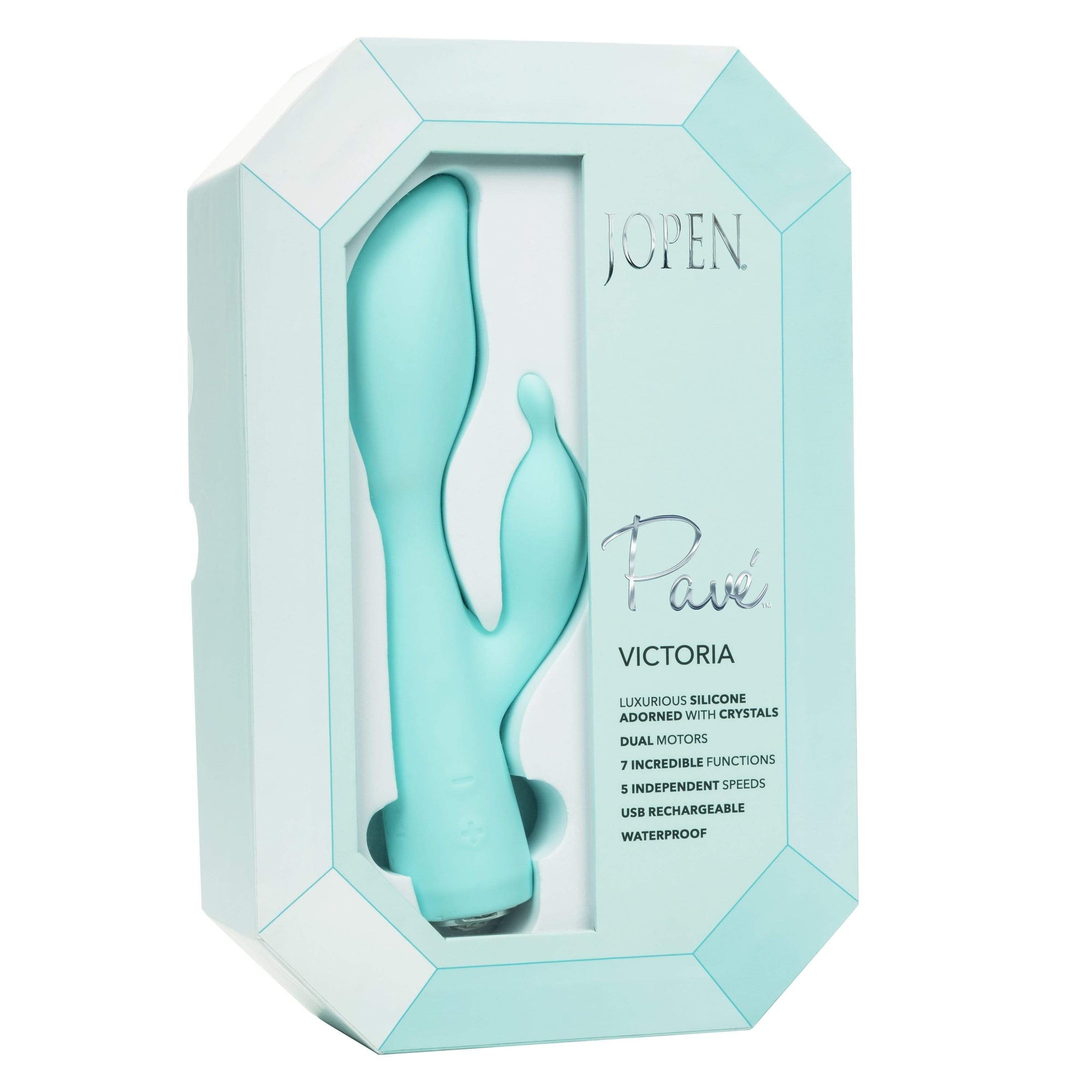 Jopen - Pave Silicone Rabbit Vibrator Victoria (Blue) -  Rabbit Dildo (Vibration) Rechargeable  Durio.sg