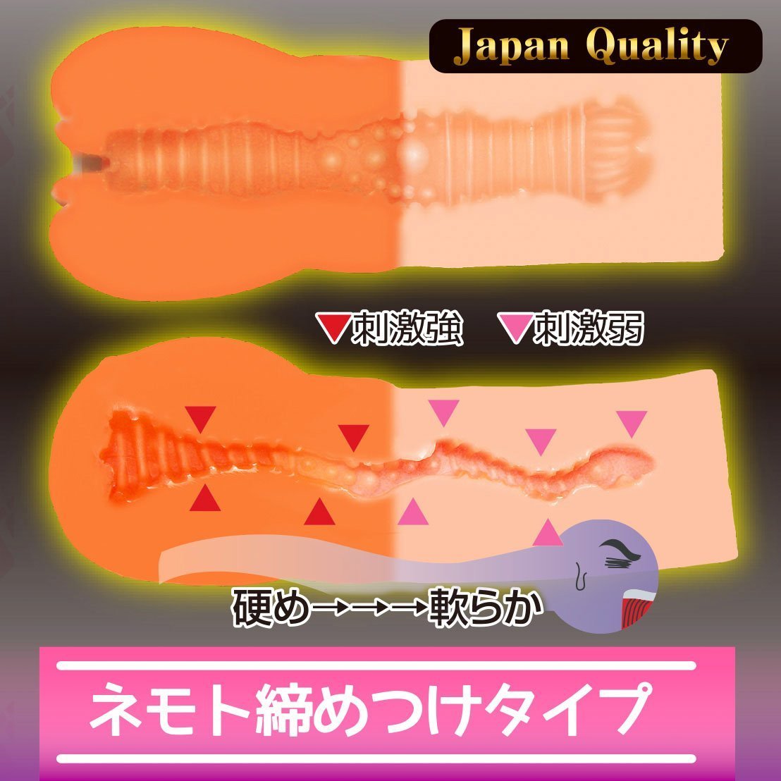 KMP - Itadaki Hard to Soft Meiki (Orange) -  Masturbator Vagina (Non Vibration)  Durio.sg