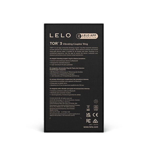 LELO - Tor 3 Vibrating Couple's Cock Ring -  Silicone Cock Ring (Vibration) Rechargeable  Durio.sg