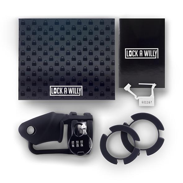 Lock A Willy - Cock Cage and Lock Set (Black) -  Silicone Cock Cage (Non Vibration)  Durio.sg