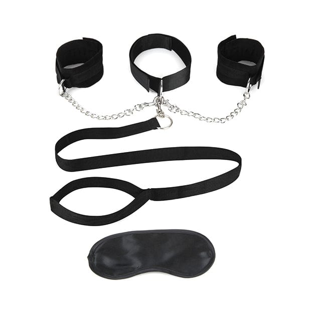 Lux Fetish - Collar Cuffs and Leash Set (Black) -  Leash  Durio.sg