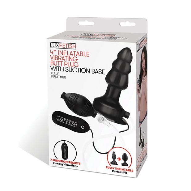 Lux Fetish - Inflatable Vibrating Butt Plug with Suction Base 4&quot; (Black) -  Anal Plug (Vibration) Non Rechargeable  Durio.sg