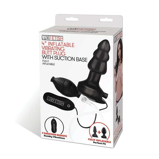 Lux Fetish - Inflatable Vibrating Butt Plug with Suction Base 4" (Black) -  Anal Plug (Vibration) Non Rechargeable  Durio.sg