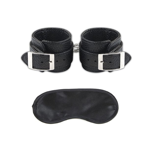 Lux Fetish - Unisex Leatherette Cuffs with Lock and Chain BDSM (Black) -  Hand/Leg Cuffs  Durio.sg