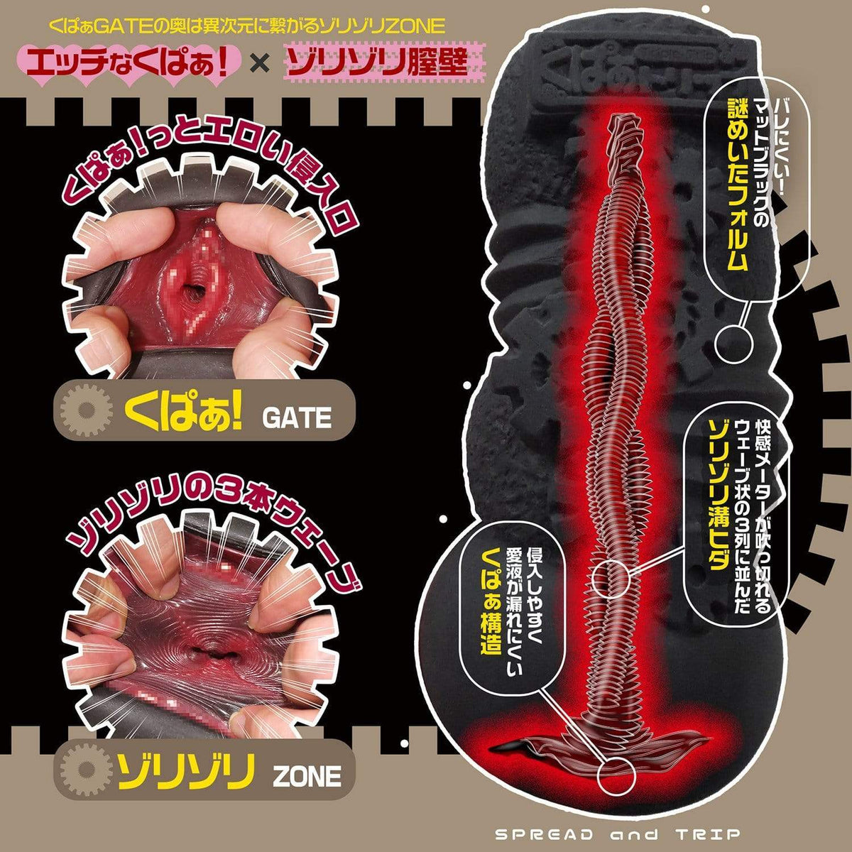 Magic Eyes - Triple Trip Onahole (Black) -  Masturbator Ass (Non Vibration)  Durio.sg