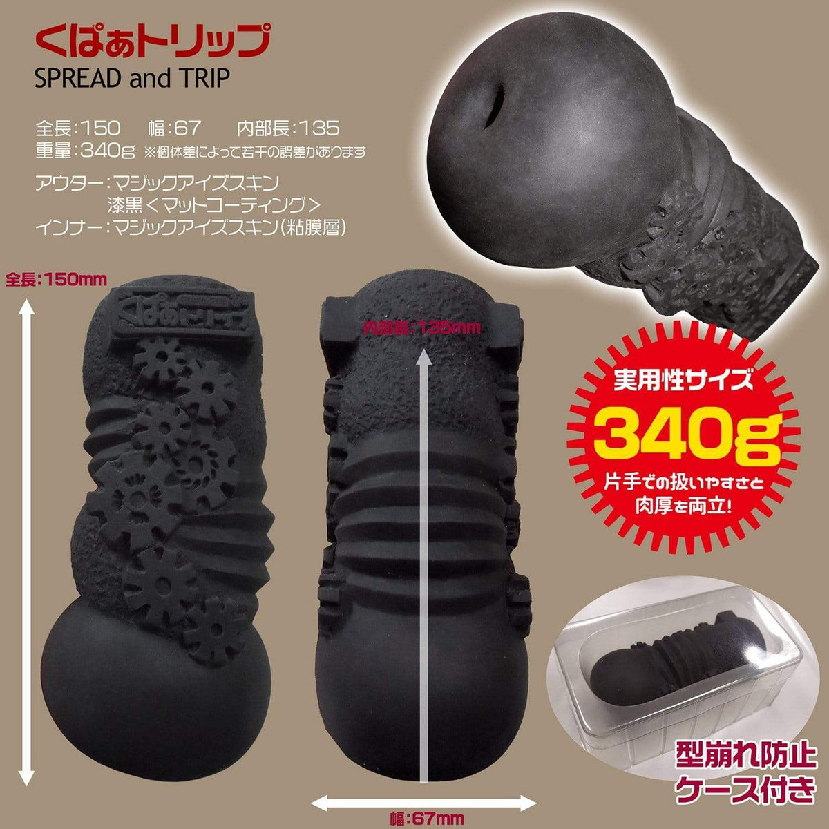 Magic Eyes - Triple Trip Onahole (Black) -  Masturbator Ass (Non Vibration)  Durio.sg