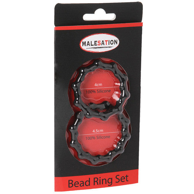 Malesation - Bead Ring Set Pack of 2 -  Rubber Cock Ring (Non Vibration)  Durio.sg