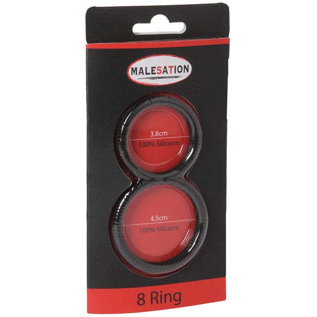 Malesation - Figure 8 Cock Ring (Black) -  Silicone Cock Ring (Non Vibration)  Durio.sg