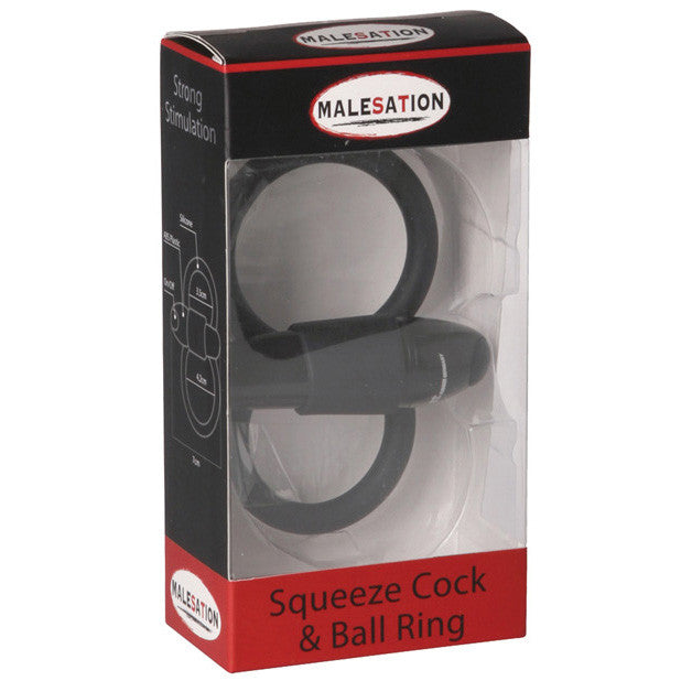 Malesation - Squeeze Cock & Ball Ring -  Silicone Cock Ring (Vibration) Non Rechargeable  Durio.sg