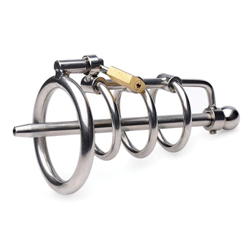 Master Series - Gates of Hell Cum Thru Sound Chastity Metal Cock Cage (Silver) -  Metal Cock Cage (Non Vibration)  Durio.sg