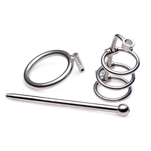 Master Series - Gates of Hell Cum Thru Sound Chastity Metal Cock Cage (Silver) -  Metal Cock Cage (Non Vibration)  Durio.sg