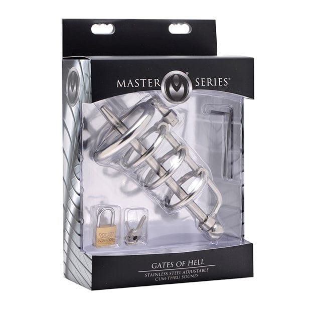 Master Series - Gates of Hell Cum Thru Sound Chastity Metal Cock Cage (Silver) -  Metal Cock Cage (Non Vibration)  Durio.sg