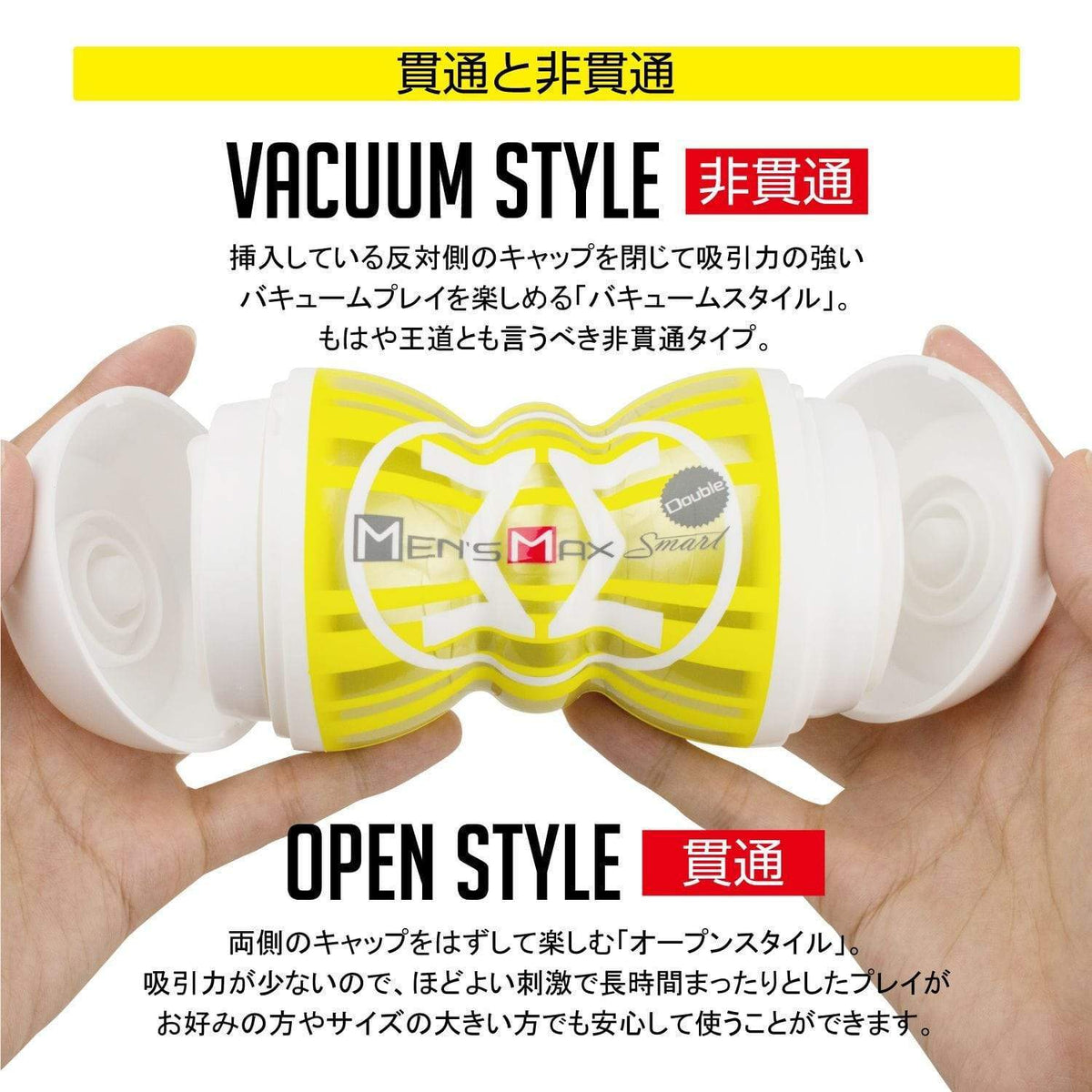 Men's Max - Smart Double Hole Onahole Cup Masturbator (Yellow) -  Masturbator Resusable Cup (Non Vibration)  Durio.sg