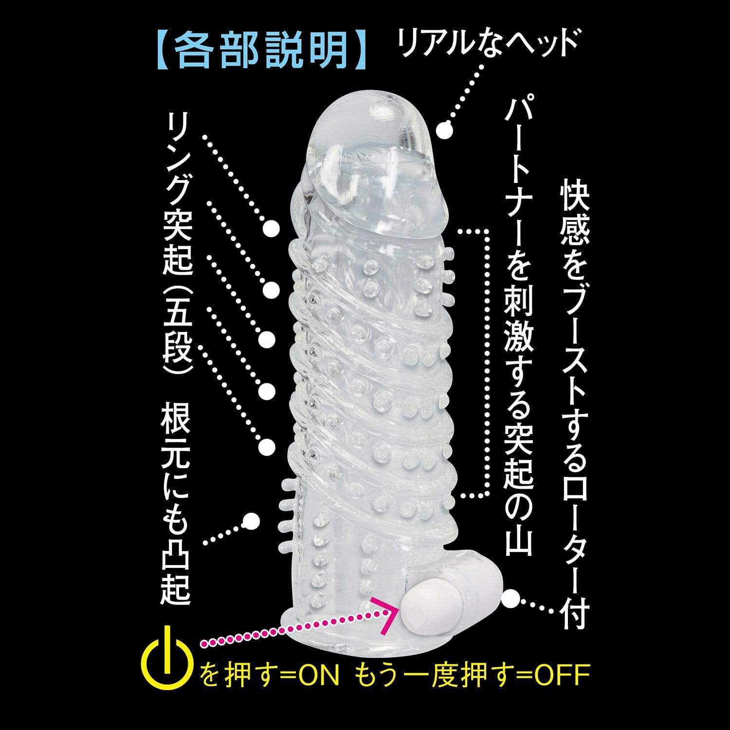 NPG - Sex Retsuden 6 Benkei Vibrating Cock Sleeve (Clear) -  Cock Sleeves (Vibration) Non Rechargeable  Durio.sg