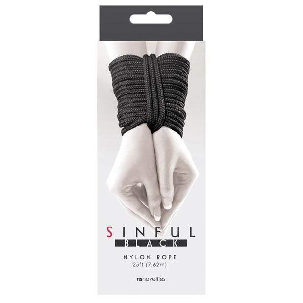 NS Novelties - BDSM Sinful Nylon Rope 25ft (Black) -  Rope  Durio.sg